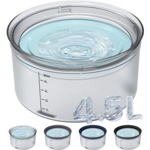 Decflow 1.2Gallon Dog Water Bowl No Spill, 4.5L Large Capacity Spill Proof Dog Bowls with Transparent Floating Disk, Anti-Splash Slow Drinking Dog Bowl Dripless for Sloppy Messy Drinkers (Clear)
