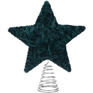 Soulchen Retro Green Velvet Christmas Tree Topper, 8 Inch Velvet Tree Topper Star for Home Christmas Decorations Ornaments Holder Party Holiday Winter