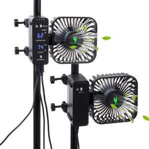 2-Pack 4 Fixed Clip Fan, 4 Speed Control, USB Desktop Fan, for Hydroponic Plants, Office Dorm, circulation and cooling.