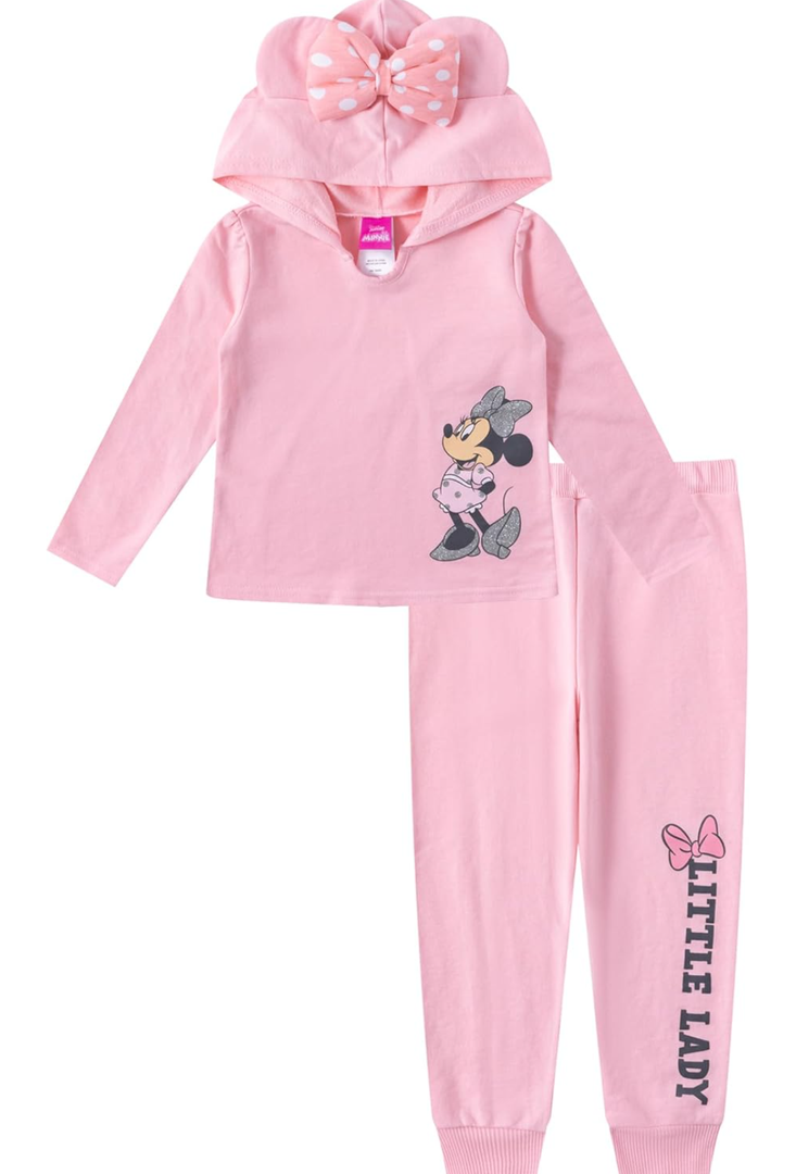 Disney Minnie Mouse Baby Girls Hoodie and Pants Set for Infant and Toddler Kids, 3 T