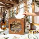OurWarm Wooden Wedding Card Box with Slot, Rustic Card Box for Wedding Decorations for Reception, Money Gift Card Box with Acrylic Window for Wedding Birthday Anniversaries Graduation Party Decor