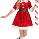 Morph Santa Costume - Girls & Kids Mrs Claus Dress (7-9 Years)