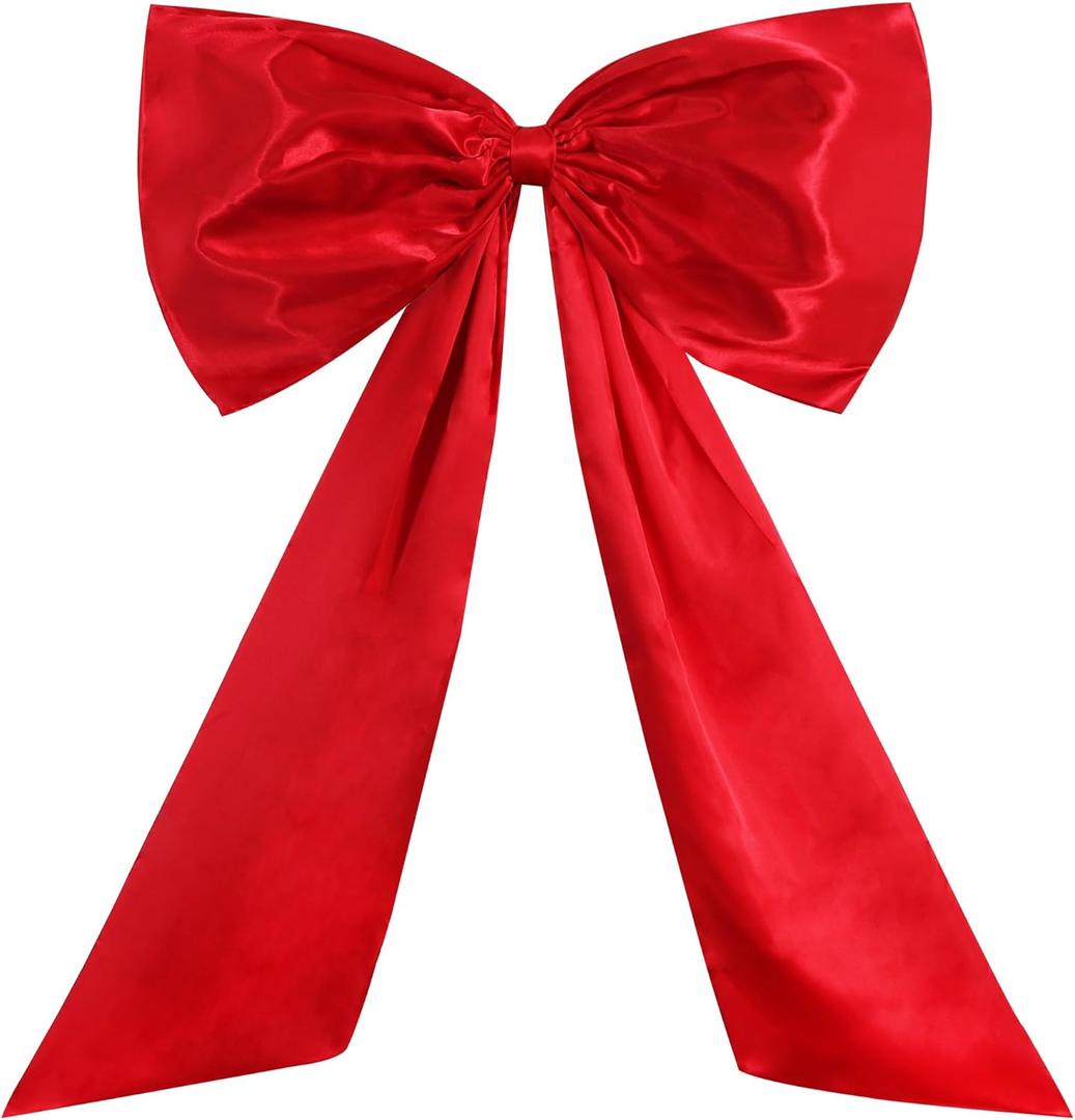 TONIFUL 24 x 42 Inch Giant Red Bow Large Bow for Tree Room Wall Front Door Car Photo Backdrop Decor Valentines Decoration Christmas Birthday Wedding Baby Shower Outdoor Decorations