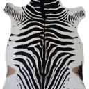 Rugoo Zebra Print Rug - 6.4 ft x 8.5 ft Black and White Animal Print Area Rug - Faux Fur - For Living Room, Bedroom, Nursery