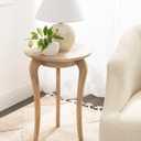 Kate and Laurel Mariona Coastal Round Mango Wood Side Table, 16 x 16 x 24, Light Natural, Modern Circle End Table with Classic Curved Legs for Living Room Home Decor or Bedroom Nightstand Decor