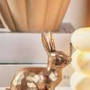 DN DECONATION Golden Polyresin Bunny Decor Rabbit Figurines, Easter Bunny Statue Set of 3 for Spring Tabletop Decor