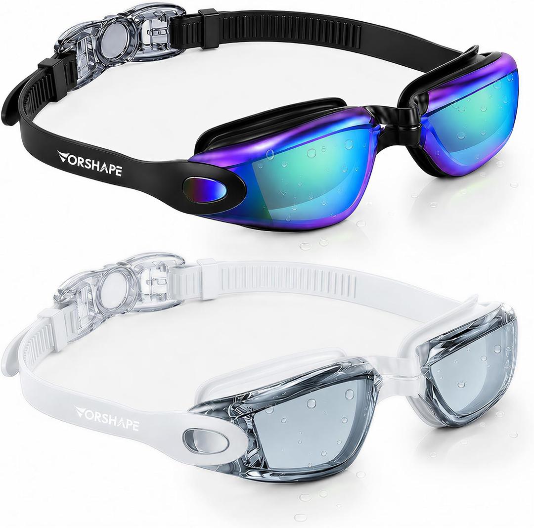 2 x Adult Swim Goggles 2 Pack No Leaking Goggles for Men Women Youth | Anti-Fog UV Protection Mirrored Swimming Glasses
