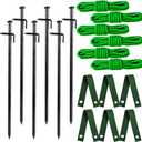 Heavy Duty Tree Stake Kit - Tree Stakes & Straps for Straightening Young Trees, Garden Tree Supports, 6pcs Metal Stakes, 6pcs Rope for Anchoring