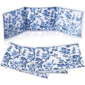 4 Pack Chinoiserie Mahjong Card Holder Chinoiserie Print Mahjong Card Sleeve Large Size(6 1/8x4 3/4) Soft Printed Fabric Scorecard Protector Holder Cover Gifts(Blue)