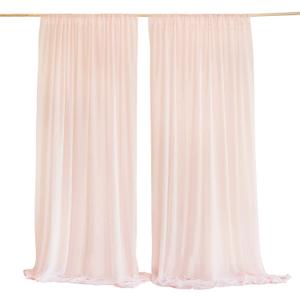 Ling's moment Blush Sheer Curtains, Chiffon Wrinkle-Free Window Doorway Drapes Backdrop for Sliding Glass Doors Living Room Wedding Party Bedroom Farmhouse Arch Stage, 5ft x 10ft 2 Panels