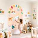 Magnetic Wall Decal for Kids Magnetic Chalkboard Decal Play Wall Milk Tea 40x32 Inch Self Adhesive Magnet Wallpaper Sticker with Letters and Color Liquid Chalk for Playroom School Home