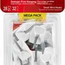 Command Small Wire Toggle Hooks, Damage Free Hanging Wall Hooks with Adhesive Strips, No Tools Wall Hooks for Hanging Organizational Items in Living Spaces, 28 White Hooks and 32 Command Strips