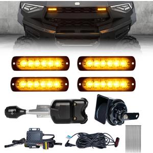 UTV Turn Signal Kit with 110dB Horn, Plug and Play, Pre-Wired UTV ATV Blinker Kit with Lever Column Switch, Street Legal Turn Signals Kit Compatible with Polaris, Can-Am, Teryx, CFMOTO