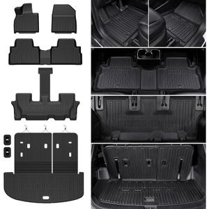Floor Mats for 2020-2025 Kia Telluride 7/8 Passenger (NOT fit 2027), All Weather TPE Durable Cargo Liner with Backrest Mat Interior Protection for 2025 Kia Telluride AWD