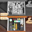 IEEK Kitchen Drawer Organizer for Cutlery and Utensils,Adjustable Silverware Drawer Organizer Tray,Kitchen Storage Divider for Spatula Tools,Gadgets,Forks,Knives,Spoons and Chopsticks,Black-L