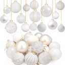 Liliful 24 Pcs White Glass Christmas Ball Ornaments Christmas Tree Decoration Hanging Balls Neutral Vintage Mercury Ornaments for Xmas Festival Home Wedding Holiday Farmhouse Party Decor, 3.15 Inch