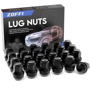 ZOFFI 20pcs M14x1.5 One-Piece Black OEM Factory Style Large Acorn Seat Lug Nuts Replacement for 2015-2020 Ford F150 Expedition Lincoln Navigator Factory Wheels