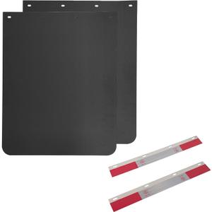 24"x30" Black Polymer Mud Flaps and 24"x3" Mud Flap Reflector Reflective Tape Fit for Semi Trucks Trailers, 2 Pack
