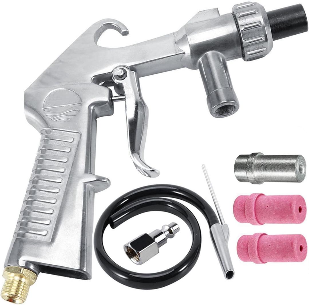 Jewboer Sandblaster Sand Blaster Gun Kit for Abrasive Media Blaster Sandblasting Cabinet with Hose Nozzles Tip