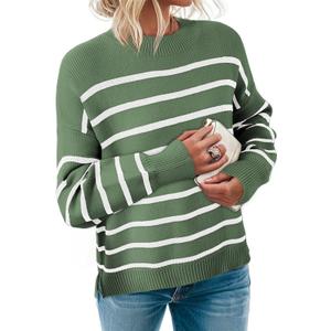 Dokotoo Oversized Womens Sweater 2025 Fall Winter Striped Sweaters Casual Trendy Sweater (Green, XXL)