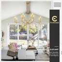 12 Light Gold Living Room Chandelier High Ceiling Foyer Candle Chandelier Large Modern Brass 44in Metal Chandeliers Hanging Light for Master Bedroom Dining Room Light Fixture Over Table