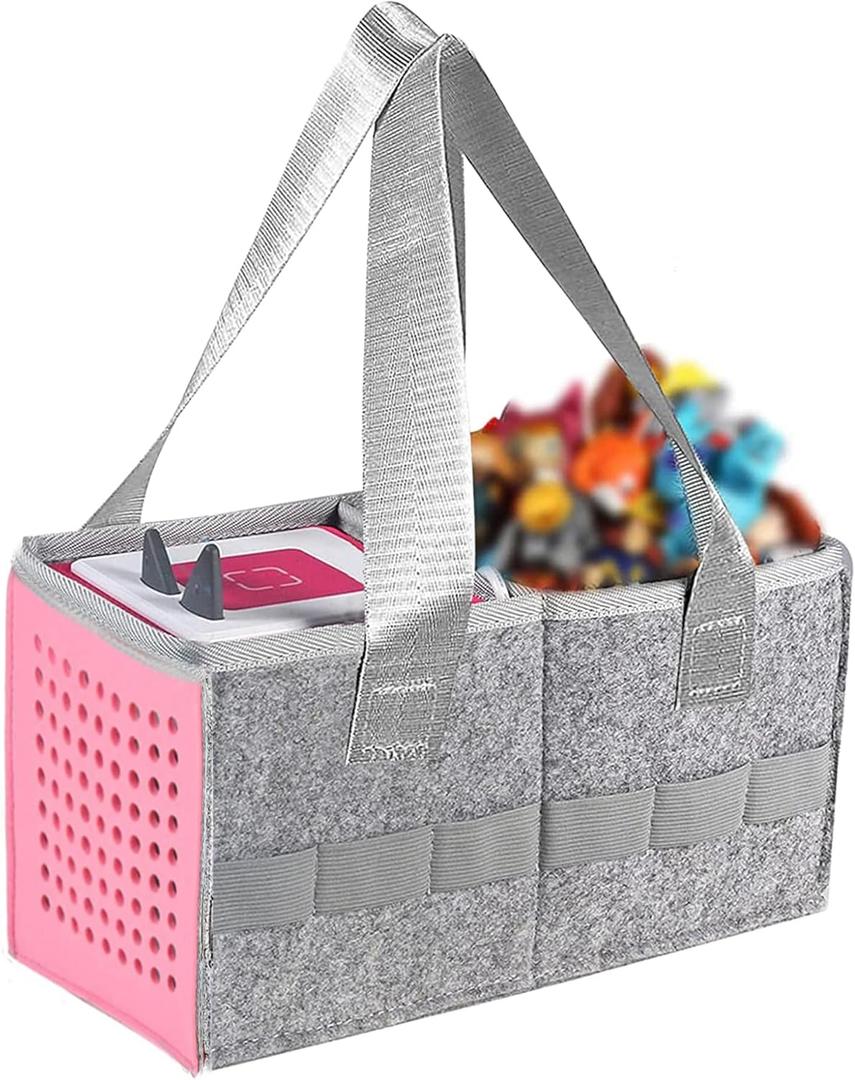 Carry Bag for Toniebox Audio Player Starter Set,Felt Organizer Case for Tonie Starter Set Storage Bag (Pink)
