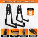 Heavy Duty Wall Garage Hooks, Steel Anti-Slip Utility Hooks Storage Organization Hangers for Ladders, Bikes, Hose, Garden Tools, Coats, Bags with Mounting Hardware Kit (Black, 10 Pack)