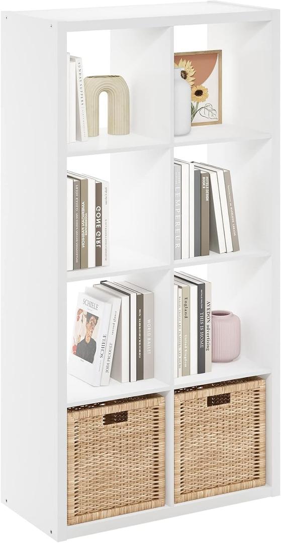 Furinno Cubicle Open Back Decorative Cube Storage Organizer, 8-Cube, White, 8-cube,1.2in