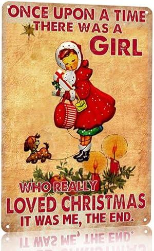 Joyline Women Girls Gifts Rustic Christmas Sign Just A Girl Who Loved Christmas Funny Tin Sign for Home Farmhouse Kicthen Bedroom She Shed Decor 8 x 12 inches (3241)