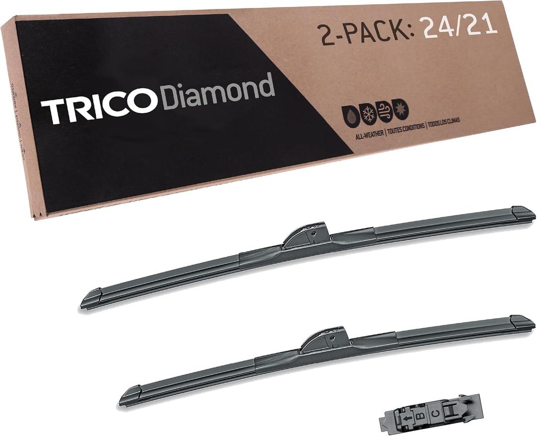 TRICO Diamond 24" + 21" Premium Automotive Replacement Windshield Wiper Blades (Set of 2), Passenger and Driver Side All-Weather Beam Wiper Blades for Select Vehicle Models