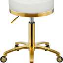 Gold Rolling Vanity Stool with Wheels, (White, Without Back)