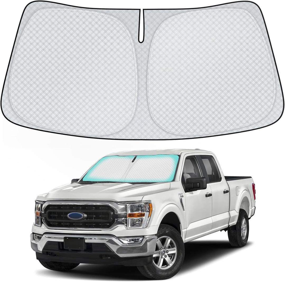 INSAUTO Windshield Sun Shade for 2021-2024 2025 Ford F150 F-150 Accessories, [Upgraded 7-Layer Protection], Foldable Front Windshield Sunshade, Block Out UV Rays & Heat, Keep Car Cool