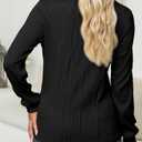 Womens Tops Trendy Dressy Casual Long Sleeve Crewneck Basic T Shirts Solid Loose Textured Blouses Outfits
, Size Small