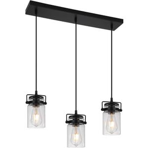Kitchen Pendant Lighting Over Island Pendant Lights with Seeded Glass Shade Black 3 Pendant Lighting Adjustable Farmhouse Ceiling Light for Kitchen Island Dining Room Bedroom Living Room