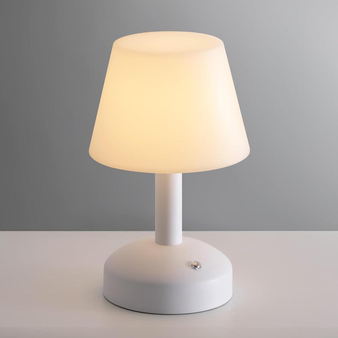 KDG Modern Cordless Small Table Lamps, Outdoor Portable Shower Waterproof LED Dimmable Desk Lamp, 4000mAh Rechargeable Battery Operated Lighting for Restaurant, Bedroom, Bathroom, Night Light (White)