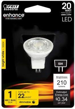 Feit BPFTD/930CA LED Light Bulb, Mr 11, Warm White, 210 Lumens, 2.8-Watts - Quantity 6