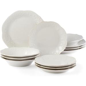 Lenox 890951 French Perle 12-Piece Plate & Bowl Dinnerware Set White, 21.30 LB