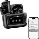 Wireless Bluetooth AI Translation Earbuds with Touch Screen Case Support 150 Languages Smart Translating Headphones Real Time ANC Noise Cancelling Translator Ear Buds for iPhone Android Work Travel (Black)