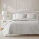 Martha Stewart - King Comforter Set, Smooth Sateen Front with Subtle Sheen & Lightweight Cotton Percale Reverse, 3 Piece Bed Set with Matching Pillowcases (Avery Floral Grey)