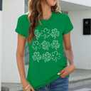 Womens St Patricks Day Shamrock T-Shirts Happy Go Lucky Shirts Irish Clover Tee Tops (XL)
