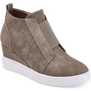 Athlefit Women's Wedge Sneakers Hidden Heel Platform Wedge Booties Hidden Wedgie Sneakers (8, New-brown)