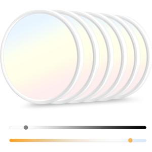 6 Pack 12 Inch Dimmable LED Flush Mount Ceiling Light Fixture 28W 3200LM 5 Color Temperature in One Super Slim Round Ceiling Lamp Low Profile Ceiling Lights for Living Bedroom Kitchen Laundry White