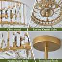 Piepooye 4 Lights Modern Crystal Chandelier Gold Round Semi Flush Mount Ceiling Light Fixture Farmhouse Chandelier for Dining Room Living Room Bedroom Hallway Entryway Kitchen