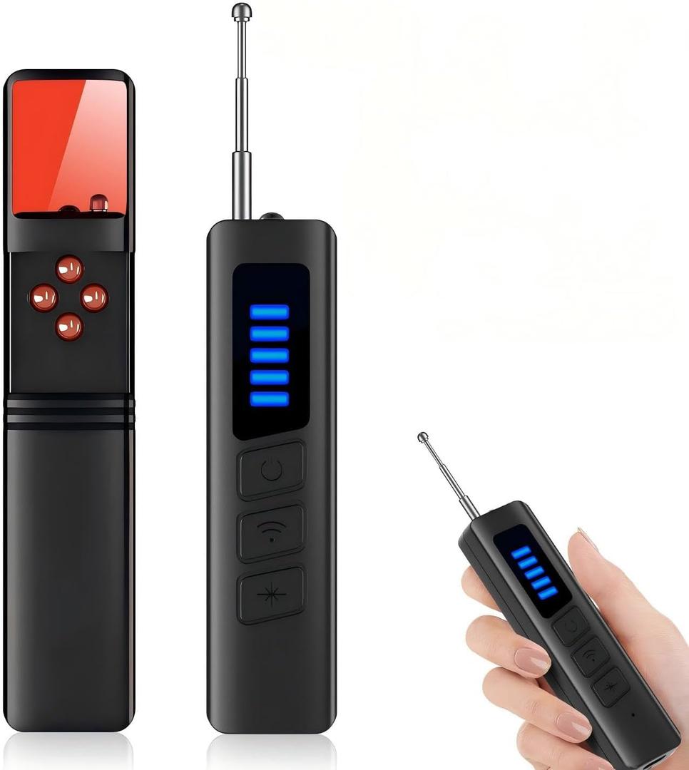 Hidden Camera Detectors, Anti-spy Camera Detector, Wireless Signal Scanner & Hidden Devices Detector for Office/Car/Bathroom/Hotel. 5 Sensitivity Levels, 5 Detection Modes, 25H Usage (Large)