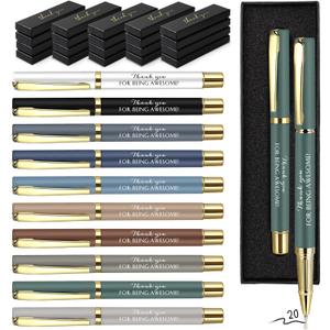 PerKoop Thank You Gifts Inspirational Ballpoint Pen with Box Employee Appreciation Gift Pen Bulk for Nurse Teacher Coworker Office Staff Graduation End of Year(Modern Colors,Thank You)