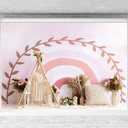 Kate Boho Rainbow Backdrop 1st Birthday Bohemia Theme for Kids Baby Shower Pink Photo Background Studio Props, 7x5ft