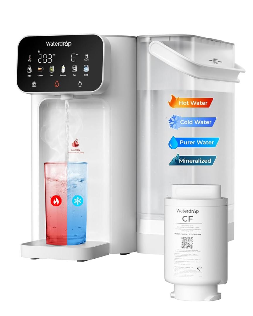 Waterdrop CT01 Countertop Water Filter System, Hot and Cold Water Dispenser