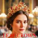 2 x Kilshye Red Queen Crowns and Tiaras Gold Leaf Bridal Headband Wedding Prom Hair Accessories for Women