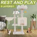 Cat Tree Tower with Metal Frame Hammock, 40'' Cat Trees for Indoor Cats Large Adult, Cat Towers with Scratching Post, Cats Condo Furniture with Cloud Top Perch, Cats Climbing Tower for Kittens(White)