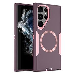 showdd Designed for Samsung Galaxy S24 Ultra Case,Magnetic,Double Drop Protection Heavy Duty,Compatible with MagSafe,Dustproof,No Fading, No Yellowing,for Men Women, Purple Rose Gold